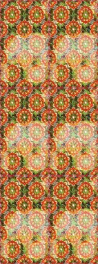 Turuncu ve kahverengi renkli ve altın elementli geleneksel altın sarısı desen. Barok tarzında kusursuz bir doğulu süsü..