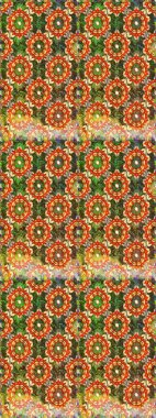 Süslü dekorasyon. Raster illüstrasyonu. Damask altın soyut çiçek kahverengi ve turuncu renklerde kusursuz desen.