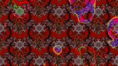 Çiçekli eskiz deseni. Kahverengi ve kırmızı renkte çiçekler. Suluboya çizimi. El çizimi.