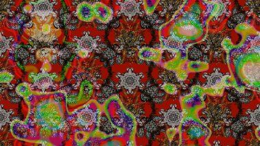 Çiçek desenli raster, kahverengi ve gri çizgi grafik desenli soyut raster arkaplan. Modern stil dokusu.