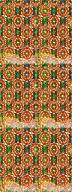 Süslü dekorasyon. Raster illüstrasyonu. Damask altın soyut çiçek kahverengi ve turuncu renklerde kusursuz desen.