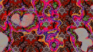 Renkli Yaz Temalı eskiz kalıbı. Kahverengi ve kırmızı renkte çiçekler. Raster illüstrasyonundaki çiçek desenli çizim. Düz Çiçek Elementleri Tasarımı.