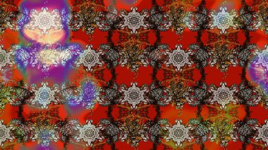 Suluboya çizimi. Kahverengi ve kırmızı renkte çiçekler. Çiçekli eskiz deseni. El çizimi.