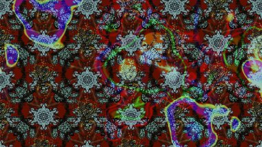 Çizim kalıbı. Raster illüstrasyonu. Çiçek duvar kağıdı. Kahverengi ve gri renklerde. Renkli süs kenarı. Hint süsü..