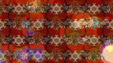 Kahverengi ve kırmızı renkte çiçekler. Renkli bahar temalı eskiz kalıbı. Düz Çiçek Elementleri Tasarım Raster illüstrasyonu. Çiçekli çiçek deseni, suluboya..