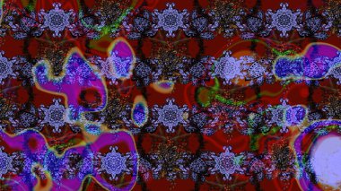 Kahverengi ve kırmızı renkte çiçekler. Raster illüstrasyonu. El çizimi çiçekli soyut çizim deseni.