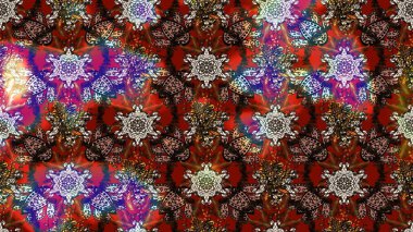 Raster illüstrasyonu. Suluboya tarzında kahverengi ve kırmızı renklerde. Küçük çiçekli bahar deseni çiz.