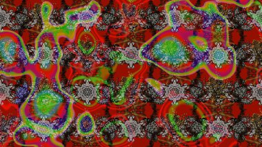 Düz Çiçek Elementleri Tasarımı. Renkli Bahar Teması eskiz kalıbı. Kahverengi ve kırmızı renkte çiçekler. Çiçekle çizim deseni.