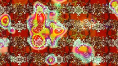 Kahverengi ve kırmızı kıvırcık çiçekler kahverengi ve kırmızı renklerde şekillenir. Raster illüstrasyonu. Klasik çiçek tasarım elementleri.