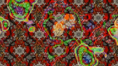 Düz Çiçek Elementleri Tasarımı. Sevimli çiçek raster deseni. Modaya uygun kumaş deseni. Renkli Yaz Teması çizim şablonu.