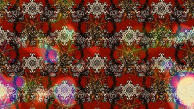 Kahverengi ve kırmızı çiçekli bahar çiçekleri. Küçük çiçekte güzel bir desen. Moda baskıları için zarif bir şablon. Küçük renkli çiçekler. Motley illüstrasyonu.