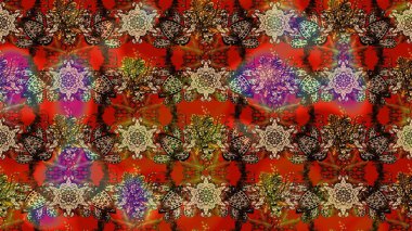 Raster suluboya çiçek deseni, narin çiçekler, kahverengi ve kırmızı çiçekler, tebrik kartı şablonu. Güzel kumaş deseni.