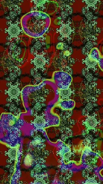 Tropik çiçekler. Yeşil ve kırmızı renkte çiçekler. Gömlek çizimi Arkaplan Deseni.