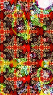 Klasik taslak çizimi. Raster Yumuşak kumaş deseni. Çiçek kırmızısı ve siyah eskiz deseni. Raster çiçek izi..