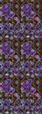 Raster deseni. Bahar çiçekleriyle desen dalla, kahverengi renklerle çiçek siluetiyle.