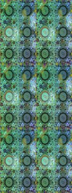 Yeşil ve mavi renklerde ve altın elementlerle kusursuz klasik desen. Noel, kar tanesi, yeni yıl 2019.