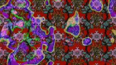 Renkli Yaz Temalı eskiz kalıbı. Güzel kumaş deseni. Raster Illustrasyon 'daki Çiçek Deseni' nin son moda çizimi. Düz Çiçek Elementleri Tasarımı.