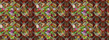 Kahverengi ve kırmızı renkler üzerine çiçek desenli eskiz, el yapımı papatyalar, papatyalar. Tekrarlayan çiçek arkaplanı, zarif kahverengi ve kırmızı çiçek duvar kağıdı.