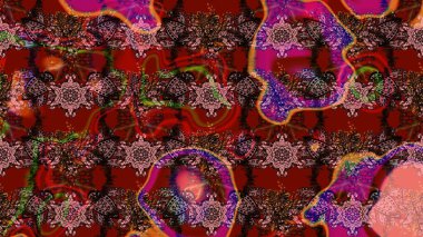 Raster illüstrasyonu. Kumaş, duvar kağıdı ve kağıt üzerine baskı yapmak için gelişen arka plan. Moda arka planında parlak buketler. Eski usul küçük çiçekli şirin bir eskiz deseni..