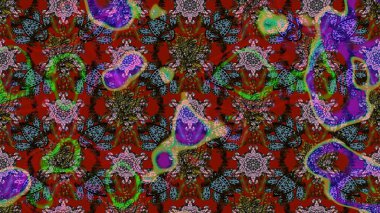 Düz Çiçek Elementleri Tasarımı. Kahverengi ve kırmızı renkte çiçekler. Raster illüstrasyonundaki çiçek desenli çizim. Renkli Bahar Teması çizim şablonu.