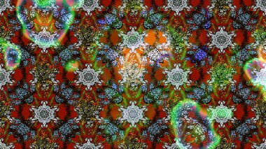 Arkaplan dokusu, duvar kağıdı, kahverengi ve yeşil renkli çiçek teması. Kabile sanatı boho baskısı, klasik çiçek arkaplanı. Soyut etnik raster çizim kalıbı.