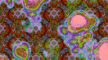 Motley illüstrasyonu. Kahverengi ve yeşil çiçekli bahar çiçekleri. Moda baskıları için zarif bir şablon. Küçük renkli çiçekler. Küçük çiçekte şirin desenler.