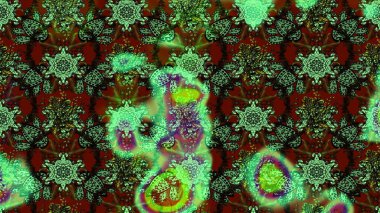 Eskiz tarzı yeşil ve kahverengi renkler. Raster illüstrasyonu. Raster illüstrasyonu. Şirin karalamalı çiçek desenli çizim. El yapımı çiçek ve bitki koleksiyonu.