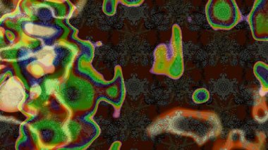 Retro tekstil tasarım koleksiyonu. Kahverengi ve gri üzerine kahverengi ve gri. 1950-1960 motifleri. El çizimi çiçek unsurları olan soyut çizim raster deseni. Çiçekli ipek eşarp..