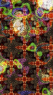 3D çiçekler, eskiz. Raster illüstrasyonu. Kahverengi ve siyah renklerde.