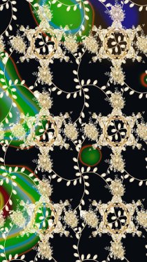 Düz Çiçek Elementleri Tasarımı. Raster illüstrasyonundaki çiçek desenli çizim. Renkli Bahar Teması eskiz kalıbı. Siyah renkte çiçekler.