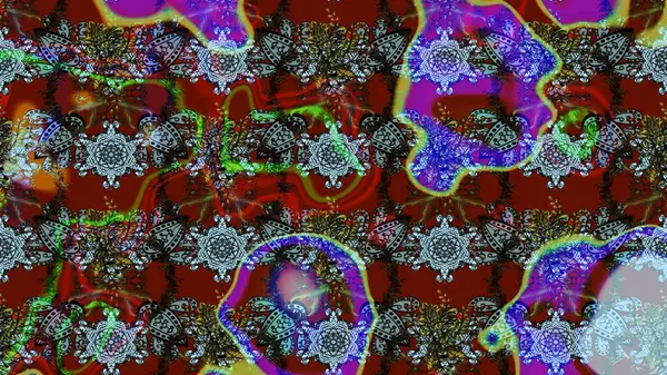 Eskiz modeli etnik tasarım. Yatak çarşafları, ceket, paket tasarımı, kumaş ve moda kavramları için tekstil baskısı. Çiçekleri, deniz kabukları, mandalaları ve suluboya efektleri olan deniz altyapısı.