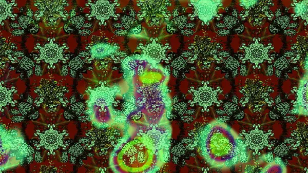 Eskiz tarzı yeşil ve kahverengi renkler. Raster illüstrasyonu. Raster illüstrasyonu. Şirin karalamalı çiçek desenli çizim. El yapımı çiçek ve bitki koleksiyonu.