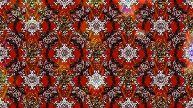 Arkaplan dokusu, duvar kağıdı, kahverengi ve kırmızı renkli çiçek teması. Kabile sanatı boho baskısı, klasik çiçek arkaplanı. Soyut etnik raster çizim kalıbı.