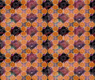 Turuncu renkli etnik çiçekli zarif eskiz deseni. Raster Çiçek İllüstrasyonu güzel tekstil..