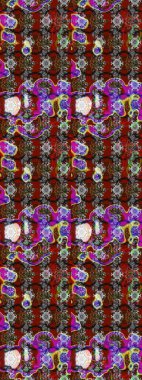 Raster illüstrasyonu. Çiçek ve yapraklı karalama şeklinde Raster çiçek deseni. Gri ve kırmızı renkte bahar çiçekleri.