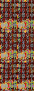 Raster illüstrasyonu. Renkli Bahar Teması eskiz kalıbı. Chichi 'nin kumaş kalıbını çiz. Çiçek deseni. Düz Çiçek Elementleri Tasarımı.