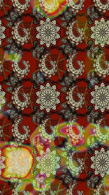 Renkli Bahar Teması eskiz kalıbı. Düz Çiçek Elementleri Tasarımı. Kahverengi ve nötr renklerde çiçekler. Raster illüstrasyonunda çiçek deseni çizimi.