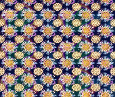 Çiçekli karalama şeklinde Raster çiçek deseni. Yumuşak, mavi renkte bahar çiçekleri. Raster illüstrasyonu.