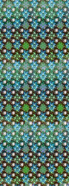 Yeşil renkli Asya tekstili. Raster illüstrasyonu. Suluboya çiçekli çiçek deseni.