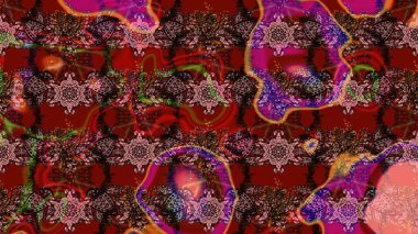 Kahverengi ve kırmızı renkte kahverengi ve kırmızı papatya deseni. Raster illüstrasyonu. Kahverengi ve kırmızı renklerde.