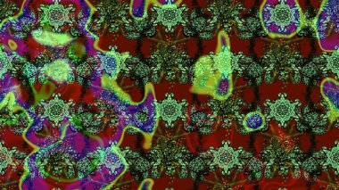 Yeşil ve kırmızı renkte çiçekler. Düz Çiçek Elementleri Tasarımı. Renkli Yaz Temalı eskiz kalıbı. Sevimli çiçek raster deseni.