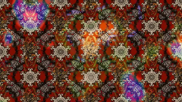 Kahverengi ve bej renkli bitkilerden oluşan parlak çiçekli çizim deseni.