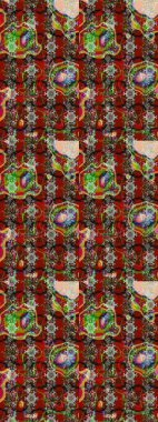 Raster illüstrasyonu. Kibar, yaz çiçekleri kırmızı ve kahverengi renklerde. Raster deseni. Küçük çiçekte sevimli çiçek deseni var..