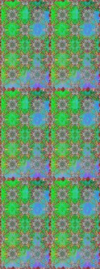 Design gift wrapping paper, greeting cards, posters and banner design. Raster flat flowers seamless pattern. Flowers on green and blue colors.