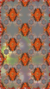 Soyut etnik raster kusursuz desen. Çiçekler. Vadinin çiçekleri gri ve kahverengi renklerde.