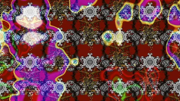 El çizimi. Çiçekli, yapraklı, çiçek desenli eskiz. Raster illüstrasyonu.