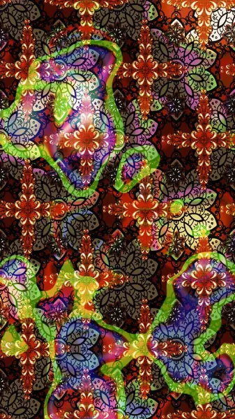 Güzel, parlak, pürüzsüz kumaş, tuval. Kıvırcık, parlak örgü. Raster illüstrasyonu. Eski moda arka plan. Çiçek çelengi. Desen, çizim, çiçek sınırı..