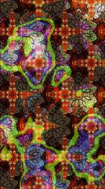 Güzel, parlak, pürüzsüz kumaş, tuval. Kıvırcık, parlak örgü. Raster illüstrasyonu. Eski moda arka plan. Çiçek çelengi. Desen, çizim, çiçek sınırı..