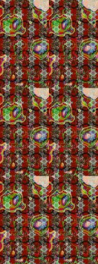 Raster illüstrasyonu. Kibar, yaz çiçekleri kırmızı ve kahverengi renklerde. Raster deseni. Küçük çiçekte sevimli çiçek deseni var..