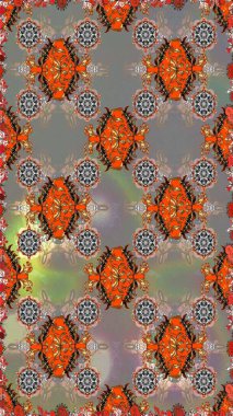 Soyut etnik raster kusursuz desen. Çiçekler. Vadinin çiçekleri gri ve kahverengi renklerde.